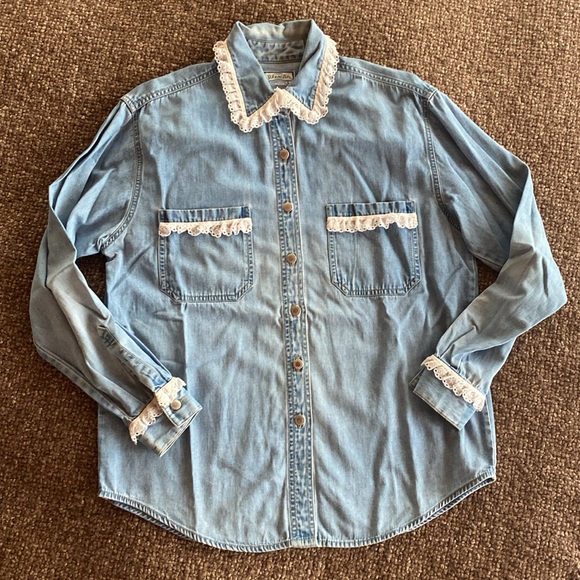 vintage Tops - Vintage Embellished Denim Shirt